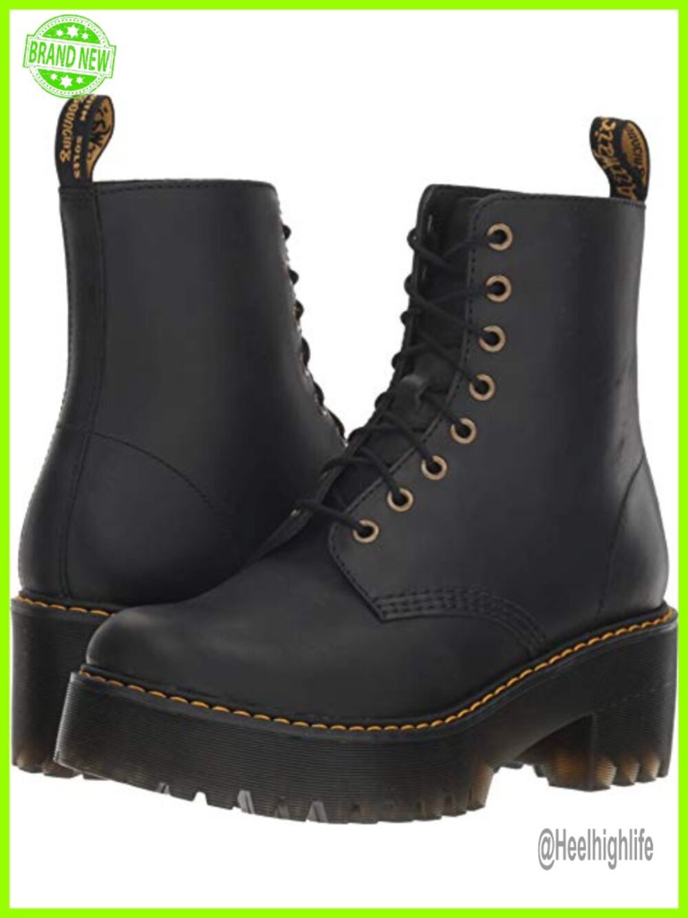 Dr Martens Shriver Hi Leather Heeled Lace Up Mid Calf Boot